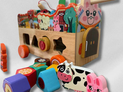 Mașinuță Interactivă din Lemn – Fermă Montessori cu 8 Activități Educaționale - Bebeboo - Totul pentru copii. Jucării, Hăinuțe, Perne, Mobilier, Textile