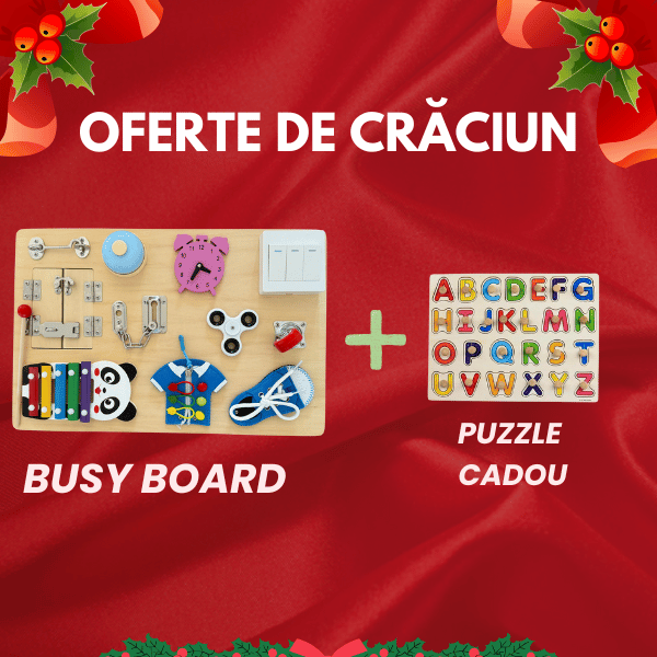 Ofertă de Crăciun: Cumperi un Busy Board și primești GRATUIT Puzzle Incastru 26 Litere
