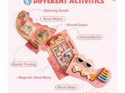 Busy Board din Lemn pentru Perete – Model Crocodil, Activități Montessori pentru Dezvoltare - Bebeboo - Totul pentru copii. Jucării, Hăinuțe, Perne, Mobilier, Textile