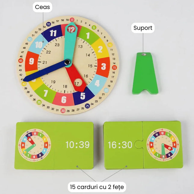 Joc educativ din lemn: Descoperă Timpul, 15 cartonașe, 3 ani+ - Bebeboo - Totul pentru copii. Jucării, Hăinuțe, Perne, Mobilier, Textile