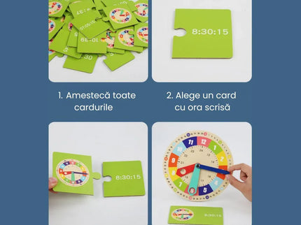 Joc educativ din lemn: Descoperă Timpul, 15 cartonașe, 3 ani+ - Bebeboo - Totul pentru copii. Jucării, Hăinuțe, Perne, Mobilier, Textile
