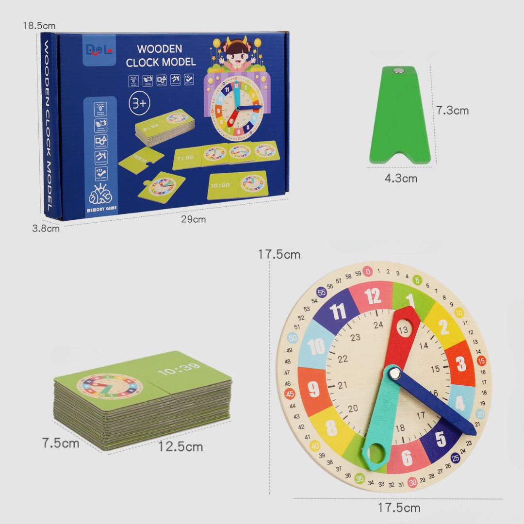 Joc educativ din lemn: Descoperă Timpul, 15 cartonașe, 3 ani+