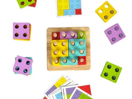 Joc Geometric Tip Tetris din Lemn – 20 Piese Colorate - Bebeboo - Totul pentru copii. Jucării, Hăinuțe, Perne, Mobilier, Textile