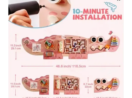 Busy Board din Lemn pentru Perete – Model Crocodil, Activități Montessori pentru Dezvoltare - Bebeboo - Totul pentru copii. Jucării, Hăinuțe, Perne, Mobilier, Textile