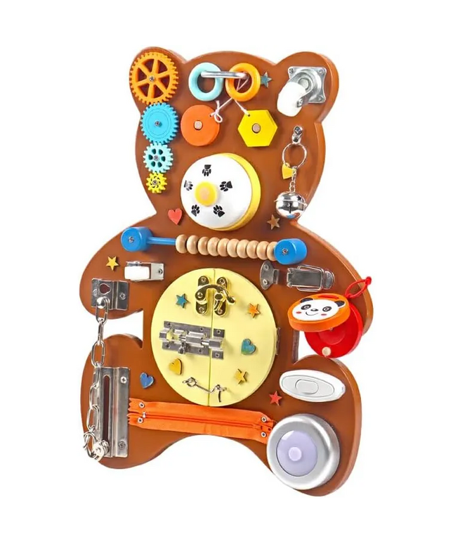 Panou Activități din Lemn – Ursuleț Montessori