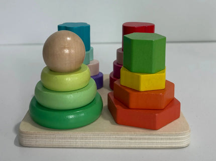 Sortator 4 Coloane din Lemn – Forme Geometrice - Bebeboo - Totul pentru copii. Jucării, Hăinuțe, Perne, Mobilier, Textile