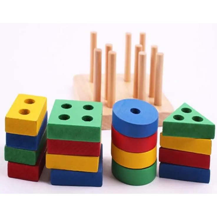 Sortator Geometric din Lemn – 4 Coloane Montessori