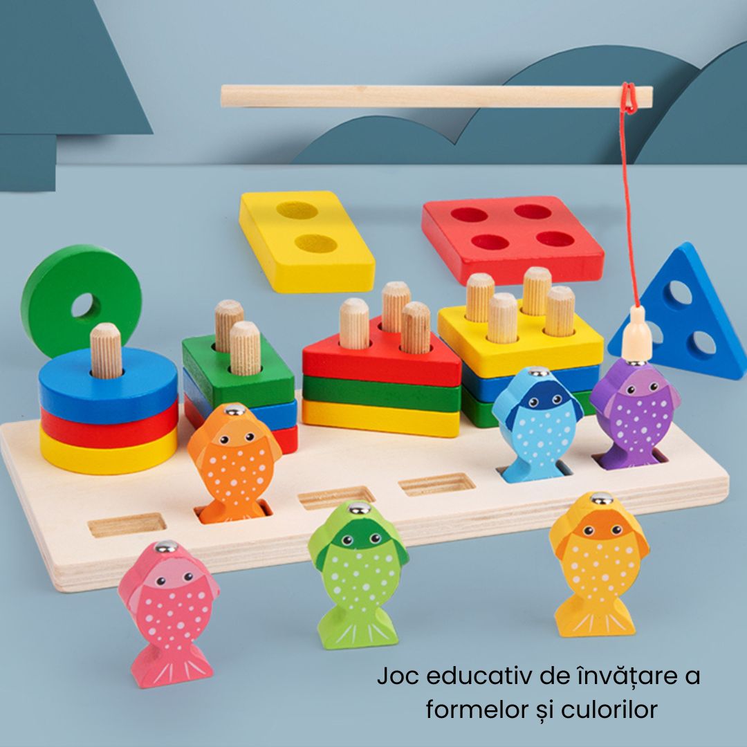 Joc multifuncțional 2 în 1: sortare și pescuit, 2 ani+