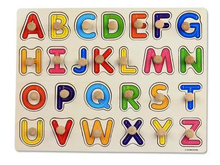 Puzzle Alfabet din Lemn – Litere Mari cu Mânere Montessori - Bebeboo - Totul pentru copii. Jucării, Hăinuțe, Perne, Mobilier, Textile