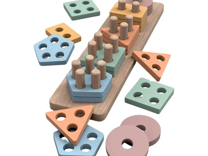 Joc de sortare a formelor din lemn, 5 culori pastelate, 1 an+ - Bebeboo - Totul pentru copii. Jucării, Hăinuțe, Perne, Mobilier, Textile