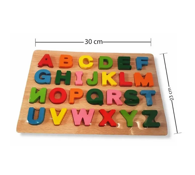 Puzzle din Lemn – Alfabet Complet, 26 Piese - Bebeboo - Totul pentru copii. Jucării, Hăinuțe, Perne, Mobilier, Textile
