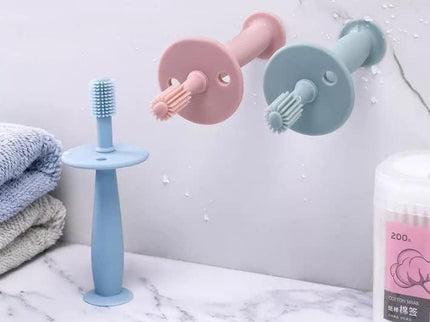Periuță de dinți din silicon pentru bebeluși – Fără BPA, 360°, cu barieră anti-înghițire și mâner ergonomic - Bebeboo - Totul pentru copii. Jucării, Hăinuțe, Perne, Mobilier, Textile