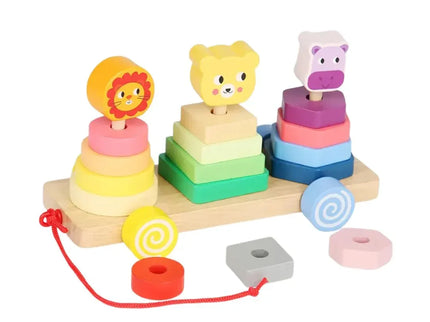 Trenulețul animalelor vesele, 18 piese din lemn, 3 ani+ - Bebeboo - Totul pentru copii. Jucării, Hăinuțe, Perne, Mobilier, Textile