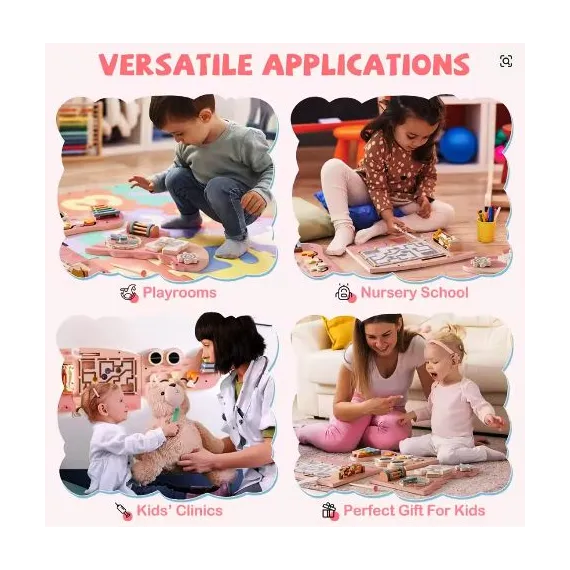 Busy Board din Lemn pentru Perete – Model Crocodil, Activități Montessori pentru Dezvoltare