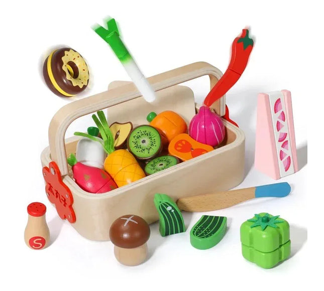 Set Fructe Magnetice din Lemn – Lădiță cu Fructe și Cuțit - Bebeboo - Totul pentru copii. Jucării, Hăinuțe, Perne, Mobilier, Textile