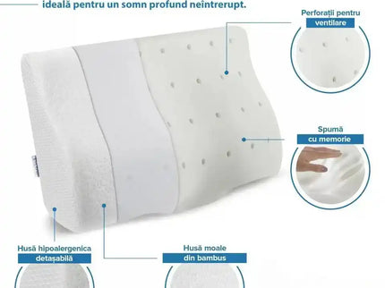 Set 2X perne cu suport cervical din spuma cu memorie pentru copii 12-16 ani 50x30, cu perforatii - Bebeboo - Totul pentru copii. Jucării, Hăinuțe, Perne, Mobilier, Textile
