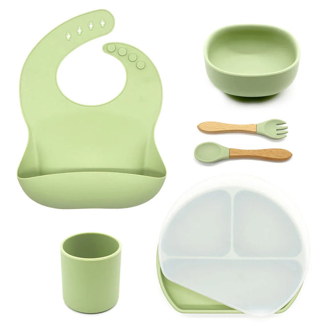 Set diversificare bebelusi 6 piese – Olive, 6 luni+, silicon