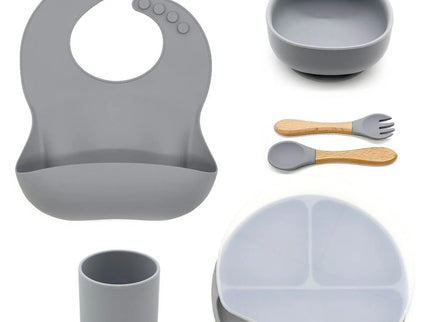 Set diversificare bebelusi 6 piese – Senior Gray, 6 luni+, silicon