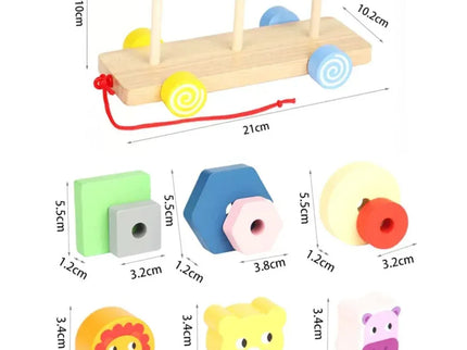 Trenulețul animalelor vesele, 18 piese din lemn, 3 ani+ - Bebeboo - Totul pentru copii. Jucării, Hăinuțe, Perne, Mobilier, Textile