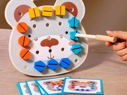 Joc Montessori Urs cu Șuruburi – Panou Educativ cu Forme și Cartonașe - Bebeboo - Totul pentru copii. Jucării, Hăinuțe, Perne, Mobilier, Textile