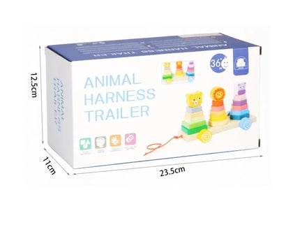 Trenulețul animalelor vesele, 18 piese din lemn, 3 ani+ - Bebeboo - Totul pentru copii. Jucării, Hăinuțe, Perne, Mobilier, Textile