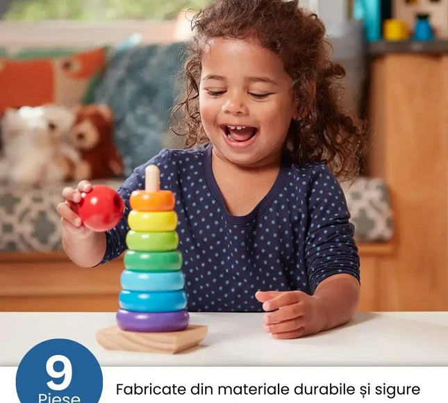 Turnul Curcubeu din lemn cu 7 piese, 1 an+ - Bebeboo - Totul pentru copii. Jucării, Hăinuțe, Perne, Mobilier, Textile