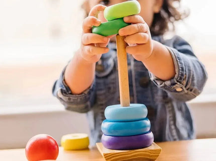 Turnul Curcubeu din lemn cu 7 piese, 1 an+ - Bebeboo - Totul pentru copii. Jucării, Hăinuțe, Perne, Mobilier, Textile