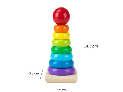Turnul Curcubeu din lemn cu 7 piese, 1 an+ - Bebeboo - Totul pentru copii. Jucării, Hăinuțe, Perne, Mobilier, Textile