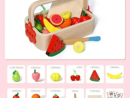 Set Fructe Magnetice din Lemn – Lădiță cu Fructe și Cuțit - Bebeboo - Totul pentru copii. Jucării, Hăinuțe, Perne, Mobilier, Textile