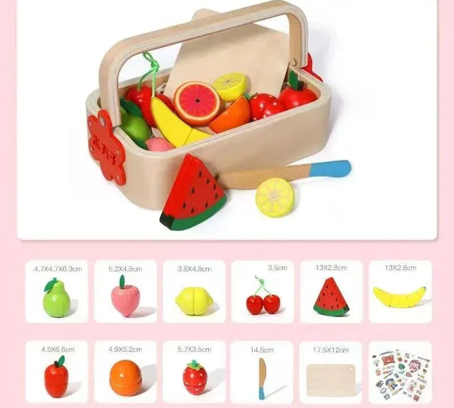 Set Fructe Magnetice din Lemn – Lădiță cu Fructe și Cuțit - Bebeboo - Totul pentru copii. Jucării, Hăinuțe, Perne, Mobilier, Textile