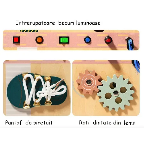 Geantă Pliabilă din Lemn – Panou Activități Montessori - Bebeboo - Totul pentru copii. Jucării, Hăinuțe, Perne, Mobilier, Textile