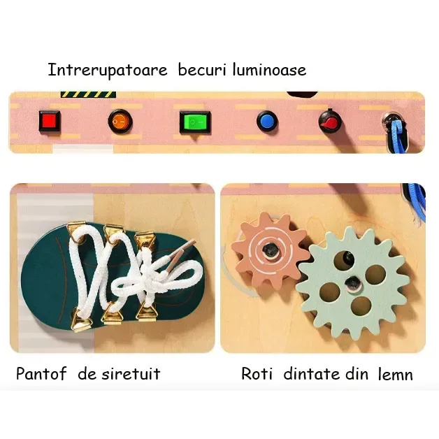 Geantă Pliabilă din Lemn – Panou Activități Montessori - Bebeboo - Totul pentru copii. Jucării, Hăinuțe, Perne, Mobilier, Textile