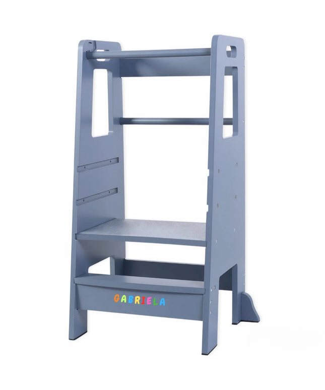 Turn de Invatare pentru Copii - Inaltator de tip Learning Tower cu Treapta de urcare antiderapanta si Balustrade de Protectie