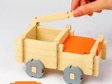 Set Montessori – Blocuri de Construcție din Lemn, 122 Piese cu Animale și Figuri - Bebeboo - Totul pentru copii. Jucării, Hăinuțe, Perne, Mobilier, Textile