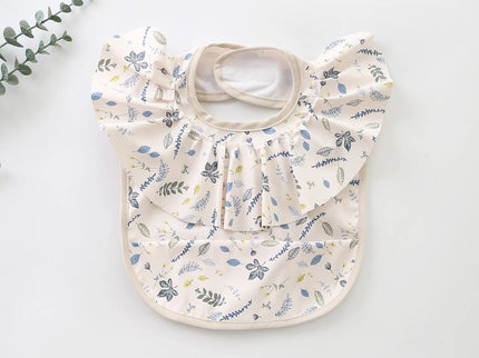 Bavetă impermeabilă pentru fetițe, Model 3 – Blue Leaves, 12 - 36 luni, poliester