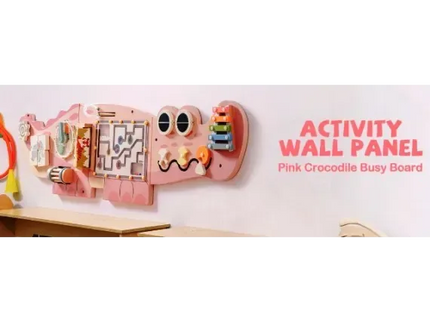 Busy Board din Lemn pentru Perete – Model Crocodil, Activități Montessori pentru Dezvoltare - Bebeboo - Totul pentru copii. Jucării, Hăinuțe, Perne, Mobilier, Textile