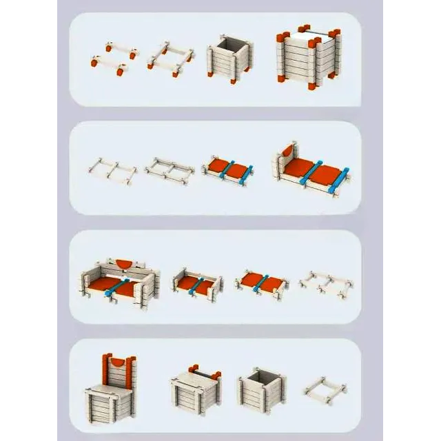 Set Montessori – Blocuri de Construcție din Lemn, 122 Piese cu Animale și Figuri