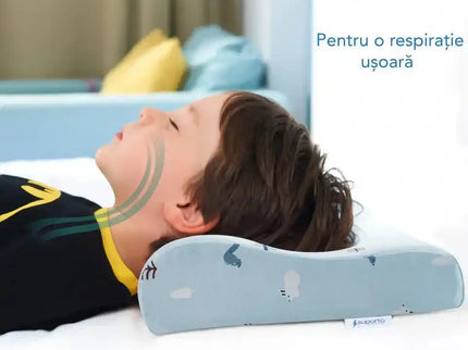 Perna pentru copii Toddler 24+ luni Albastra, Hipoalergenica, din spuma cu memorie - Bebeboo - Totul pentru copii. Jucării, Hăinuțe, Perne, Mobilier, Textile