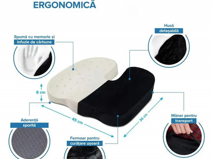 Perna de șezut pentru gravide | Perna Ortopedica Sezut Coccis pentru orice Scaun | Spuma cu Memorie | Fermitate Regular | Cu Perforatii - Bebeboo - Totul pentru copii. Jucării, Hăinuțe, Perne, Mobilier, Textile