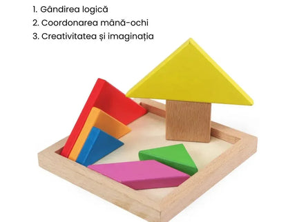 Puzzle educativ 3D Tangram, 7 piese lemn, 2 ani+ - Bebeboo - Totul pentru copii. Jucării, Hăinuțe, Perne, Mobilier, Textile
