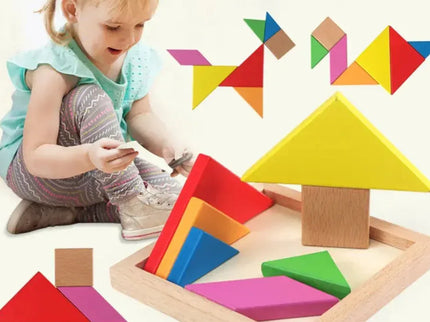 Puzzle educativ 3D Tangram, 7 piese lemn, 2 ani+ - Bebeboo - Totul pentru copii. Jucării, Hăinuțe, Perne, Mobilier, Textile
