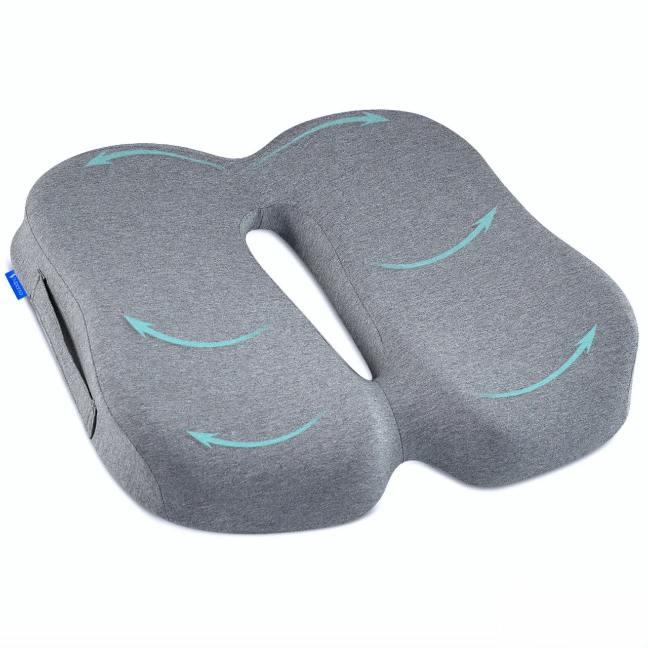 Perna de șezut pentru gravide | Perna Ortopedica de Sezut Slim pentru scaun de birou sau masina, din spuma cu memorie, cu suport pentru Coccis, Gri
