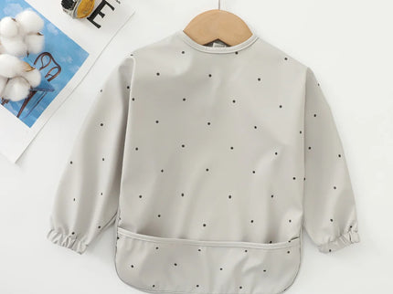 Baveta impermeabila cu maneca lunga - Grey & Dots, 6-12 luni, Poliester