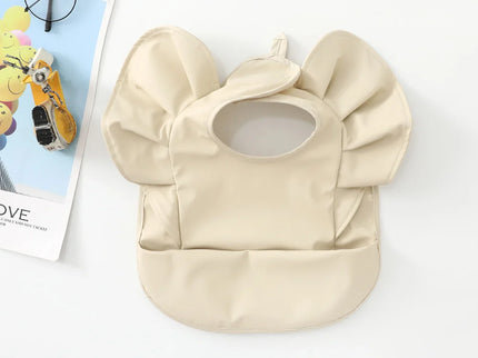 Baveta impermeabila pentru fetite, Model 2 - Beige, 6-18 luni, poliester