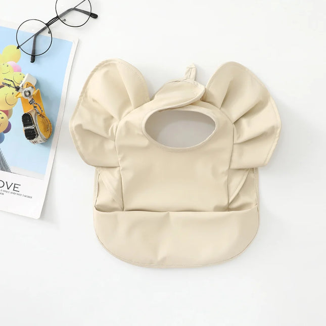 Baveta impermeabila pentru fetite, Model 2 - Beige, 6-18 luni, poliester