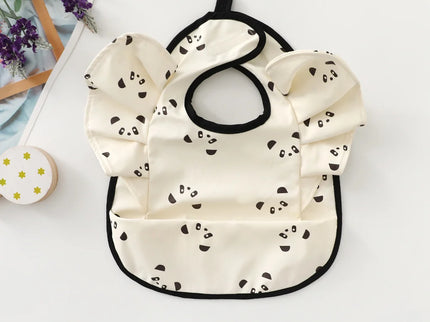 Baveta impermeabila pentru fetite, Model 2 - Cream Panda, 6-18 luni, poliester