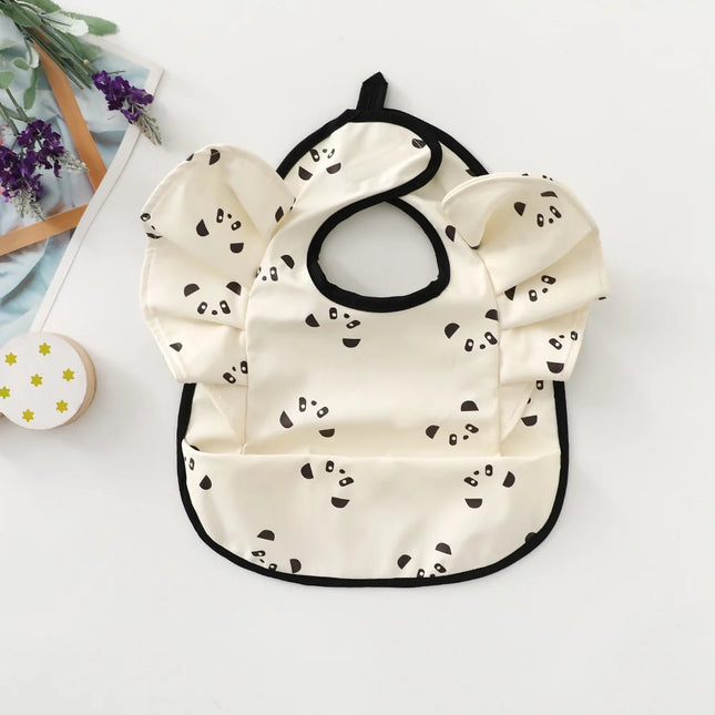 Baveta impermeabila pentru fetite, Model 2 - Cream Panda, 6-18 luni, poliester