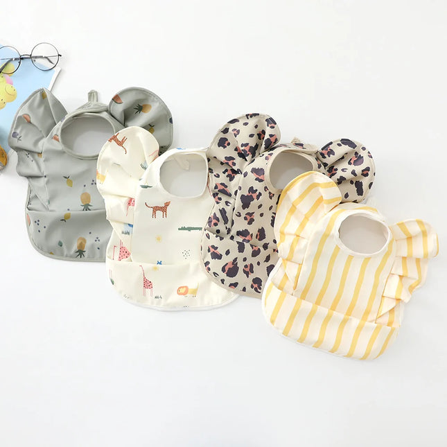 Baveta impermeabila pentru fetite, Model 2 - Gray & Dots, 6-18 luni, poliester