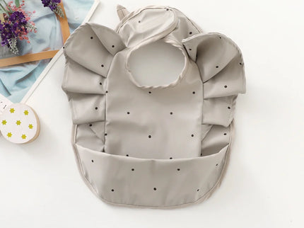 Baveta impermeabila pentru fetite, Model 2 - Gray & Dots, 6-18 luni, poliester