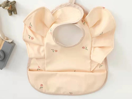 Baveta impermeabila pentru fetite, Model 2 - Peach & Tulip, 6-18 luni, poliester